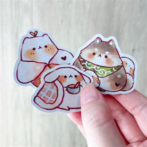 Cute Chonky Animals 2 Stickers Matte Holographic Die Cut Stickers