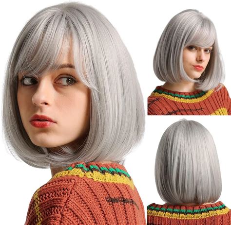 Leosa Gray Ombre Wig Light Grey And Black Curly Bob