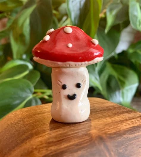 Handmade Little Clay Mushroom Figurine Etsy