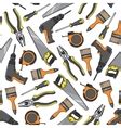 Cartoon Diy Tools Characters Seamless Pattern Vector Image