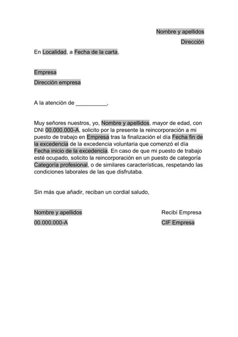 Carta De Reincorporacion Al Trabajo Pasma