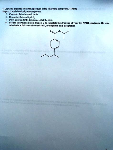 Solved Draw The Expected 1h Nmr Spectrum Of The Following Compound