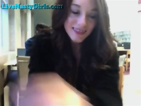 Teen Flashes Tits In Library On Webcam