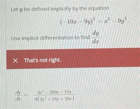 Solved Let Y Be Defined Implicitly By The Equation C Chegg