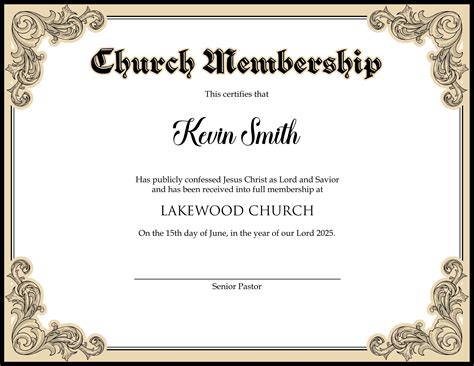 Editable Church Membership Certificate Template Printable Certificate