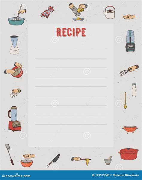 Tarjeta De La Receta P Gina Del Libro De Cocina Plantilla Del Dise O