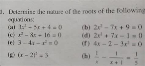 Answered Determine The Nature Of The Roots Of Bartleby