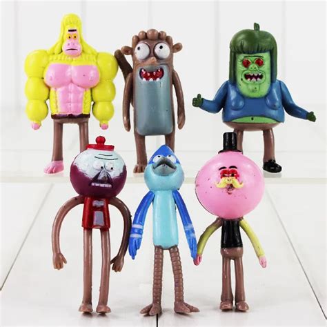 6pcslot Regular Show Figure Toy Mordecai Rigby Benson Skips Muscle Man