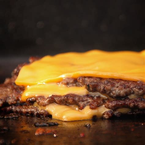 Triple Stack Smashed Burger Patties With American Cheese Burgers