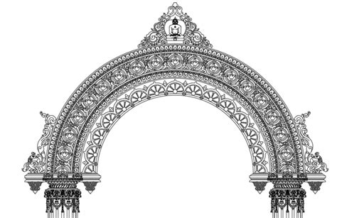 Architecture Temple Gate Drawing Autocad File Cadbull