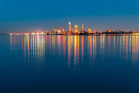 wallpaper night city, city lights, panorama, beach, cleveland, ohio HD : Widescreen : High ...