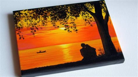 Romantic Sunset Painting of a Couple