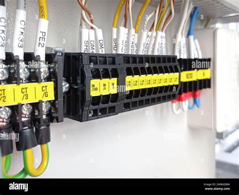 Wiring Terminals In Electrical Control Cabinets Stock Photo Alamy