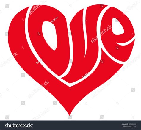 Love Word Made In Shape Of A Heart Stock Vector Illustration 167809802