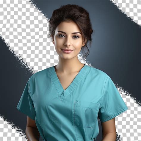 Premium PSD | Young female dentist in uniform on transparent background