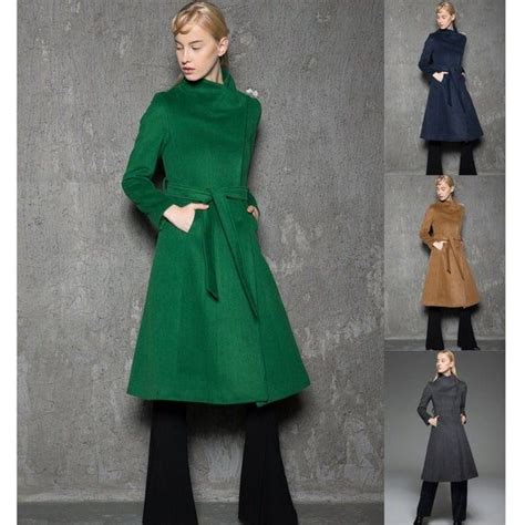 Wool Coat Women Winter Coat Women Green Coat Asymmetrical Wool Coat