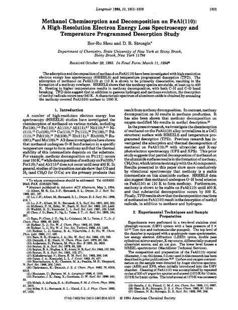 Pdf Methanol Chemisorption And Decomposition On Feal A High