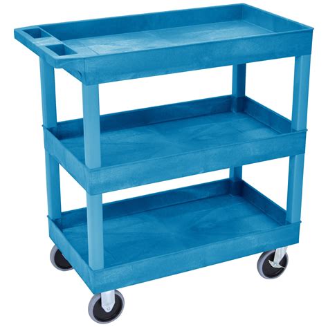 Heavy Duty Multi Purpose 3 Shelf Plastic Trolleys Standard Shelf Trolleys