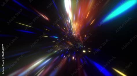 Loop Of Abstract Dark Multicolored Hyperspace Warp Tunnel Through Time