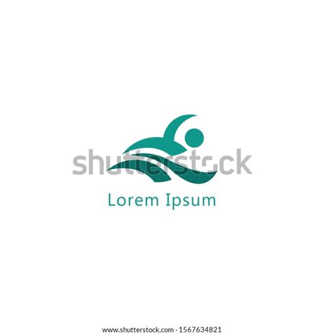 Creative Swimming Logo Abstract Man Silhouette Stock Vector Royalty