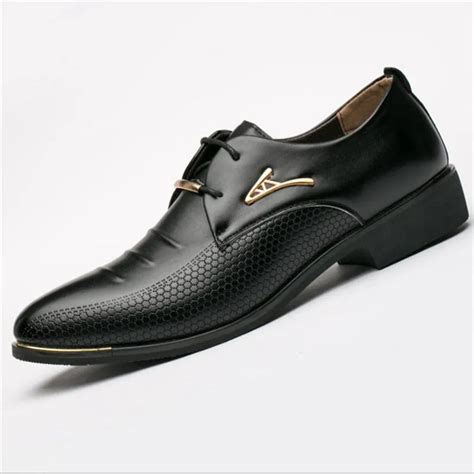 Whoholl Luxury Brand Pu Leather Fashion Men Business Dress Loafers Pointy Black Shoes Oxford