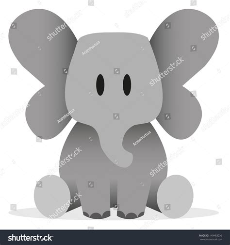 Vector Cute Cartoon Baby Elephant Icon Stock Vector Royalty Free