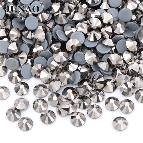 Junao Ss 6 10 16 20 30 Hematite Color Hotfix Glass Rhinestone Flat Back