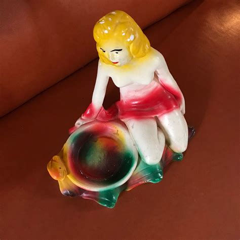 Nude Woman Chalkware Ashtray 1950s Carnival Prize Etsy