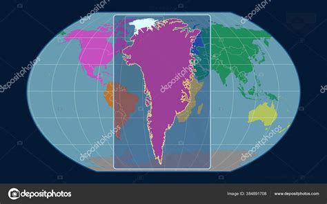 Zoomed View Greenland Outline Perspective Lines Global Map Kavrayskiy ...