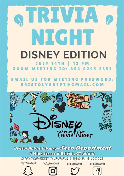 7 14 20 Disney Trivia Night Bristol Public Library