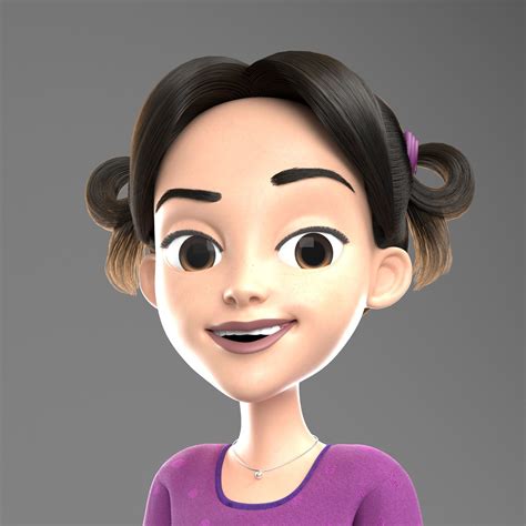 Riley Cartoon Girl Rigged 3d Model Rigged Cgtrader