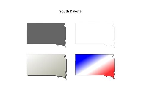 South Dakota Outline Map Set