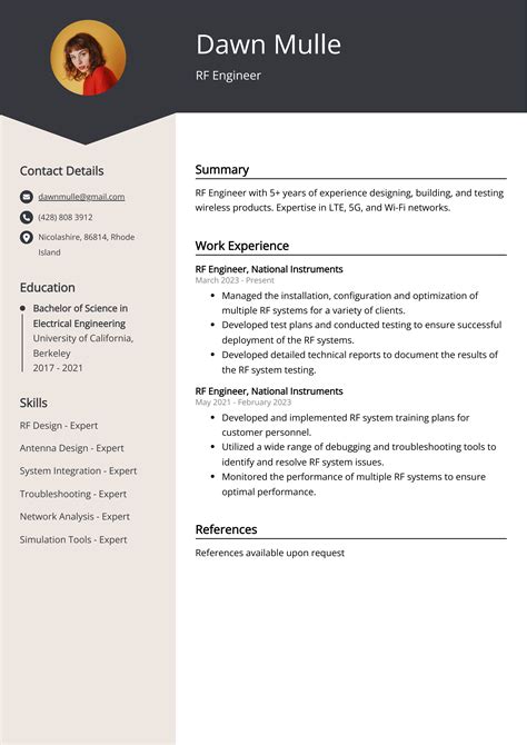 RF Engineer Resume Examples (Template & 20+ Tips)