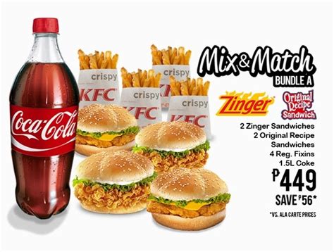 KFC Mix & Match Bundle A and B for only Php449 - BudgetGrab