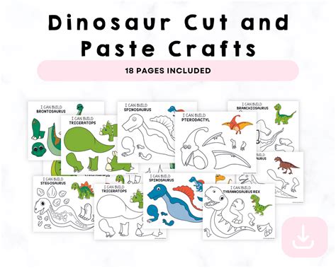 Printable Dinosaur Cut and Paste Crafts – CrystalandComp