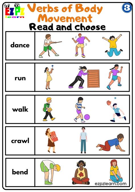 Group 3 Verbs Of Body Movement Read And Choose Worksheet Free PDF