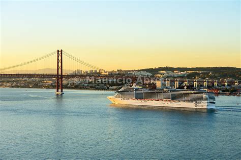 Images Of Portugal A Cruise Ship In The Tagus River Leaving The Port