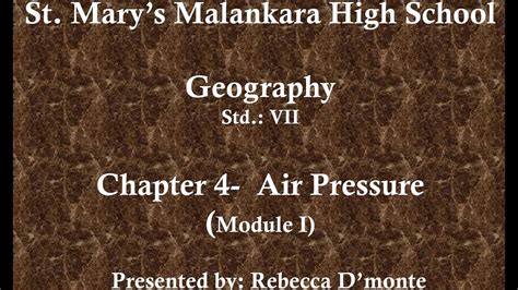 Standard Vii Subject Geography Topic Air Pressure Module I Youtube