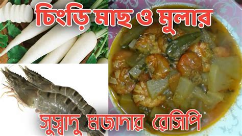 মুলা ও চিংড়ি মাছের মজাদার রেসিপি Chingri Recipe Youtube