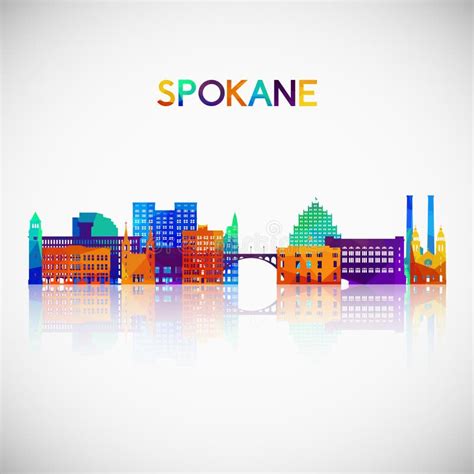 Spokane WA Skyline Silhouette In Colorful Geometric Style Stock