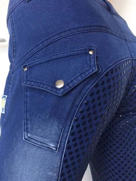 Ladies Denim Jodhpurshorsebizsilicone Grip Jodhpurs