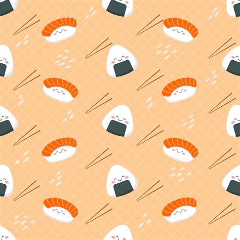 Premium Vector Cute Cartoon Sushi Seamless Pattern