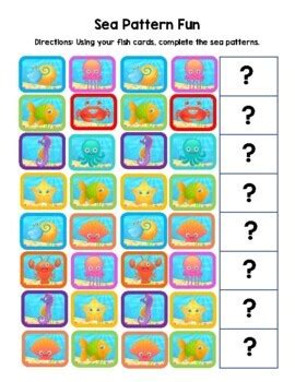 Freebie Ocean Under The Sea Ab Pattern Sequencing Activity By Musical