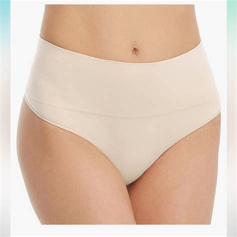 SPANX Intimates Sleepwear Spanx Everyday Shaping Thong Core Control Shapewear Soft Nude S