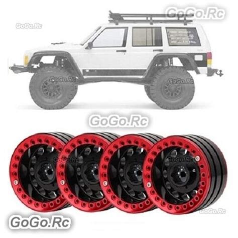 4x Alloy Beadlock 19 Red Wheels Rims For Trx4 Scx10 D90 Cc01 110 Rc