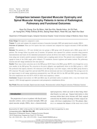 Comparison Between Operated Muscular Dystrophy And Spinal Muscular