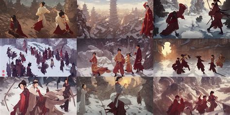 Wuxia City Winter In The Style Of Studio Ghibli J Stable