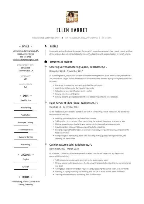 Full Guide Restaurant Server Resume 12 Pdf Examples 2019