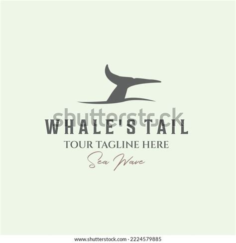 Sea Wave Whales Tail Logo Minimalist Stock Vector Royalty Free