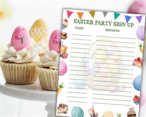 Editable Easter Sign Up Sheet Printable Party Meal Sign Up Form